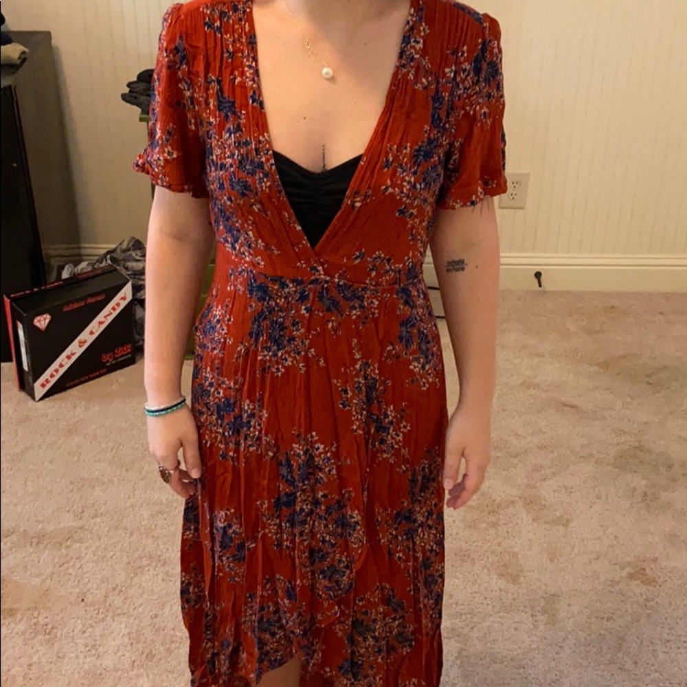 High low floral wrap maxi dress
